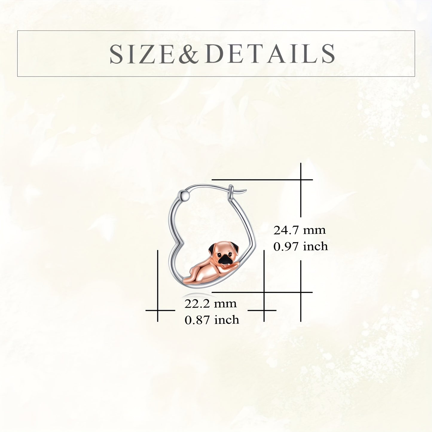 YFN Pug Earrings Sterling Silver Animal Heart Hoop Earrings Dangle Drop Dangling Cute Dog Jewelry Gifts For Women