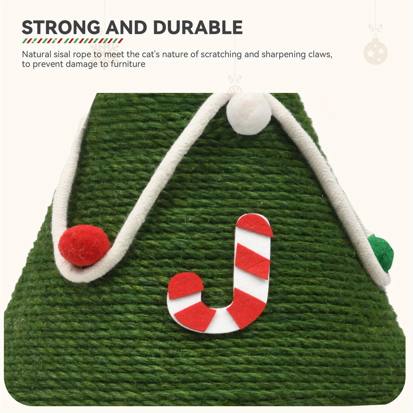 2-Tier Christmas Cat Tree with Plush Ball & Star - Festive Green & White Design, Cat House & Toy for Indoor Cats, Perfect for Holiday Decor, Indoor Cat Furniture | Festive Cat Tree | Star-Topped Tree, Cat Toys