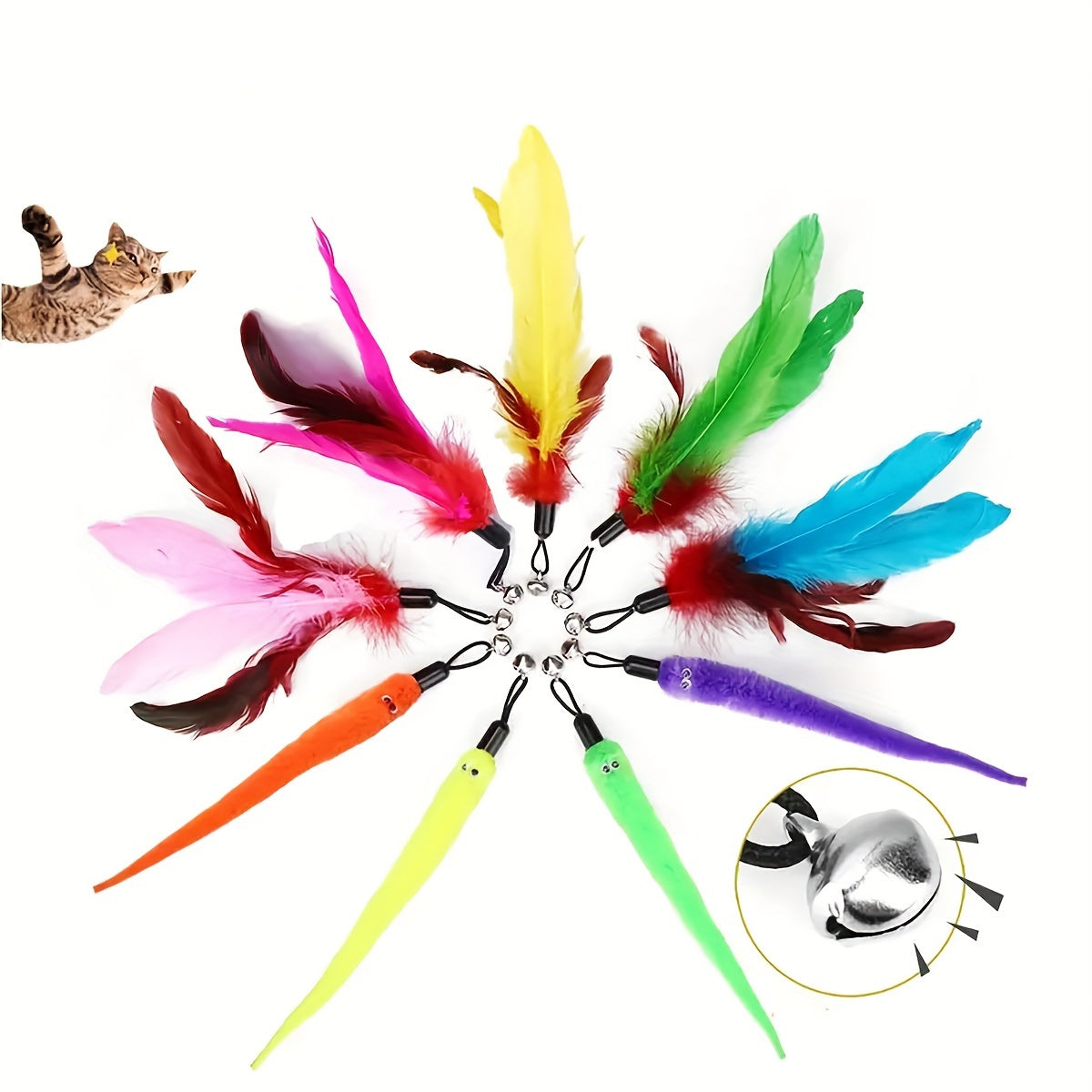 Interactive Cat Toys Including a Retractable Wand And Assorted Feather Refills, Designed to Keep Indoor Cats Entertained And Active, Without Battery