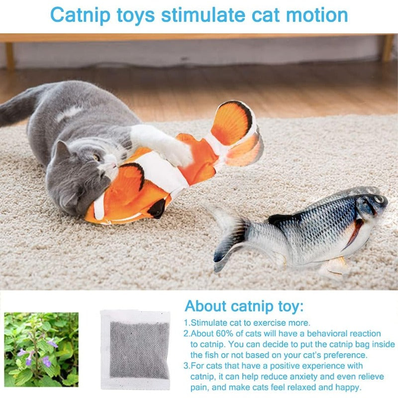 Interactive Cat Toys Flopping Fish with Pet Herb Moving Cat Toys for Indoor Cats 2Pack 11 Electric Automatic Kitten Kicker Exercise Toy Wiggle SilverVine Floppy Fish for Small Dogs Kitten, Accessories Cat, Cat Accessories for