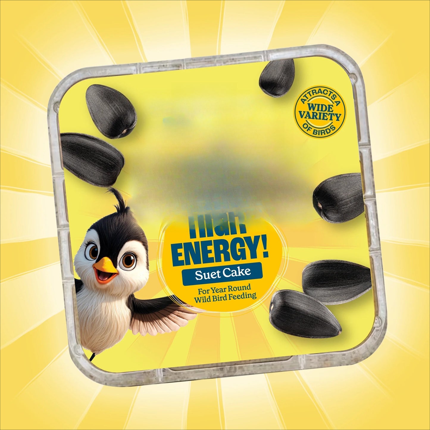 1-Pack (11.75oz) High-Energy Suet Cake with Whole Sunflower - Heavy-Duty Bird Food for Winter, Nesting, Migration - Attracts Cardinals, Chickadees, Woodpeckers, Titmice - Long-Lasting Formula, Easy-to-Use Suet Feeder Cake - A