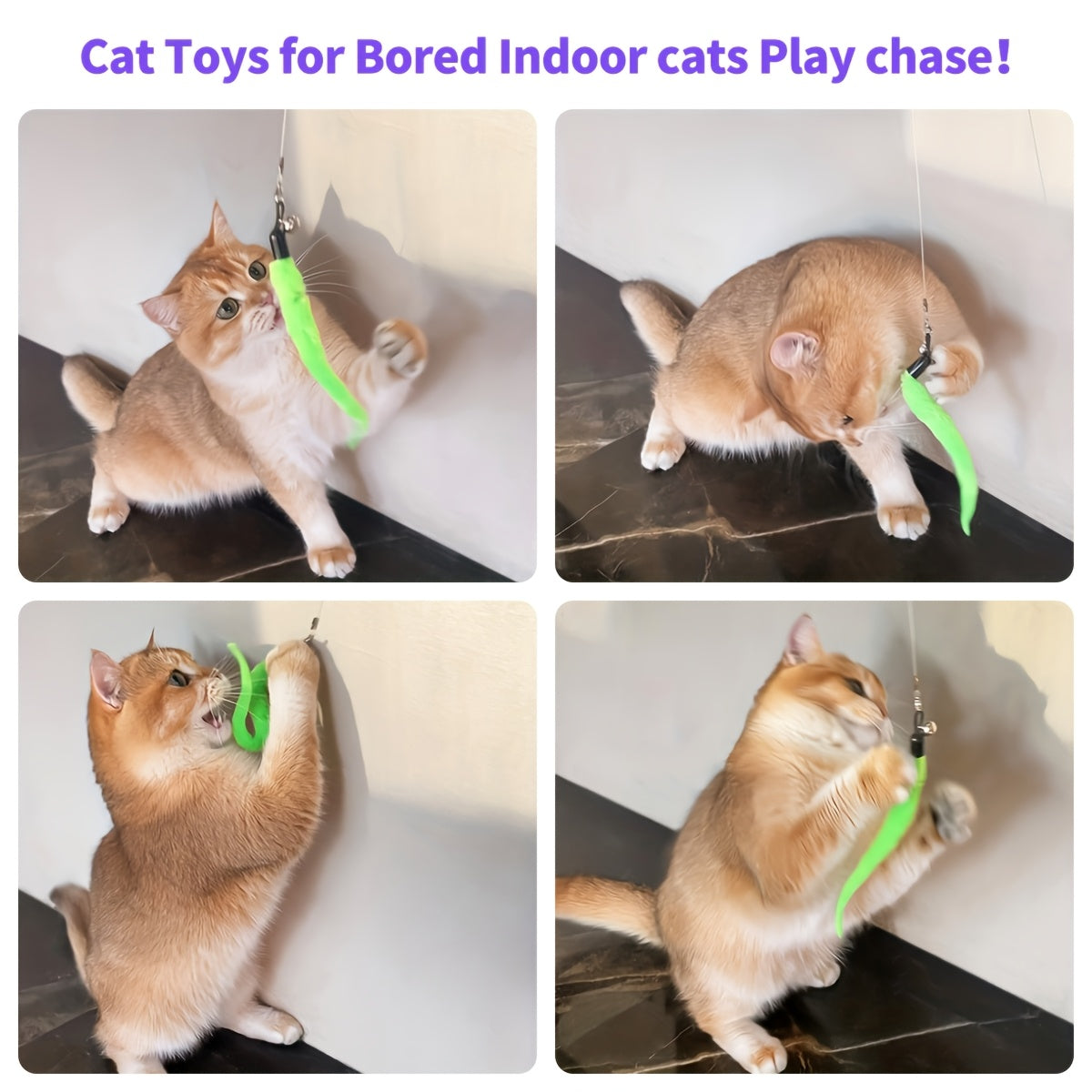 Interactive Cat Toys Including a Retractable Wand And Assorted Feather Refills, Designed to Keep Indoor Cats Entertained And Active, Without Battery