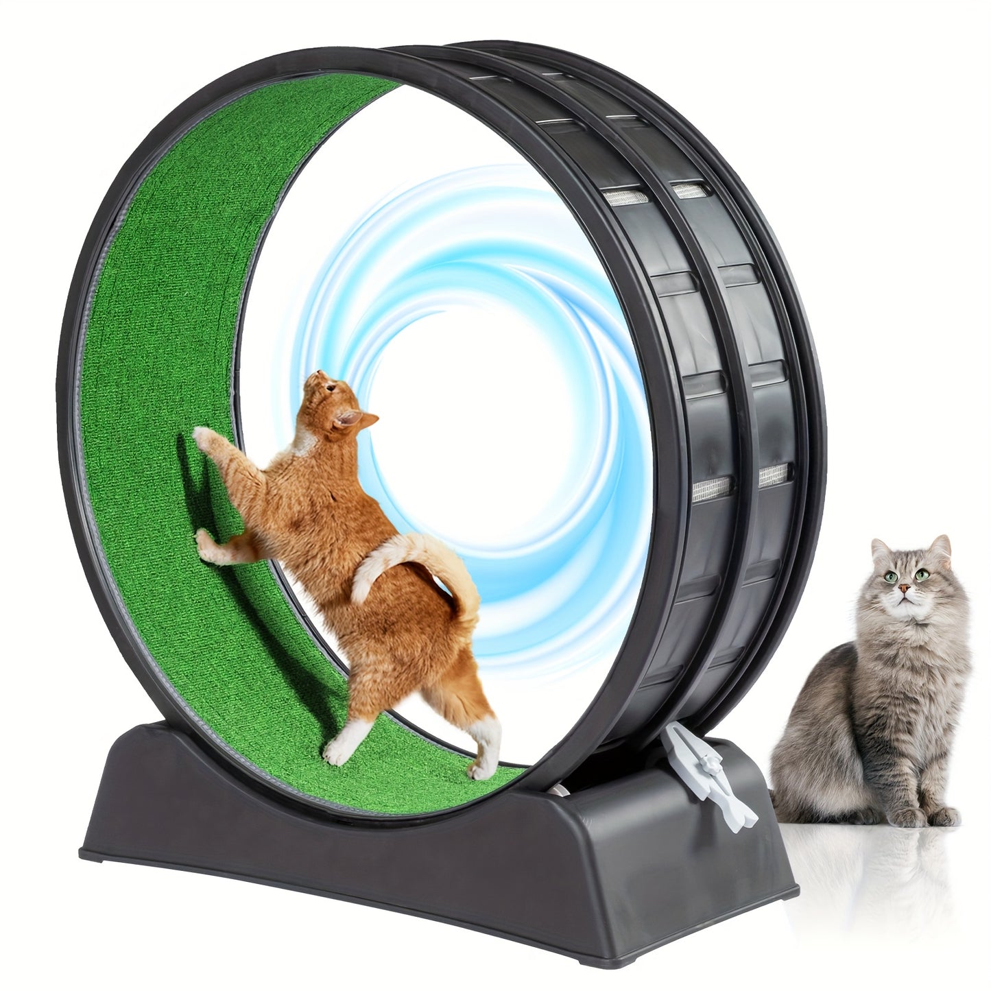 Cat Treadmill M Size 31.5*13.39*33.46inch Patchwork Cat Toys with Simulation Lawn Mat