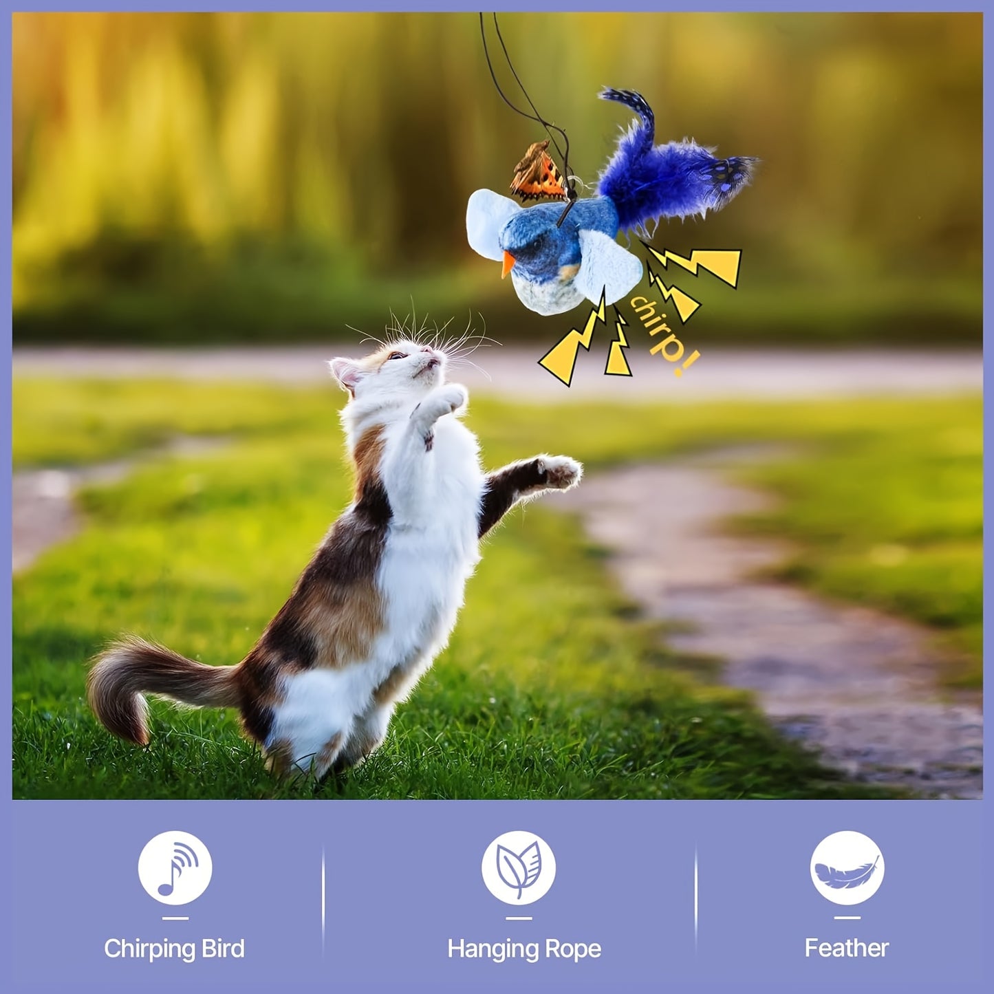 Cat Toys for Indoor Cats- 7pcs Emrichment with Speedy Tail Moving Ball, Chirping Bird, Silvervine Sticks, Chew Rope, 2 Cat Ball, Caterpillar, Interactive Cat Toys for Bored Indoor Adult Cats, Cats Accessories And Supplies, Fe