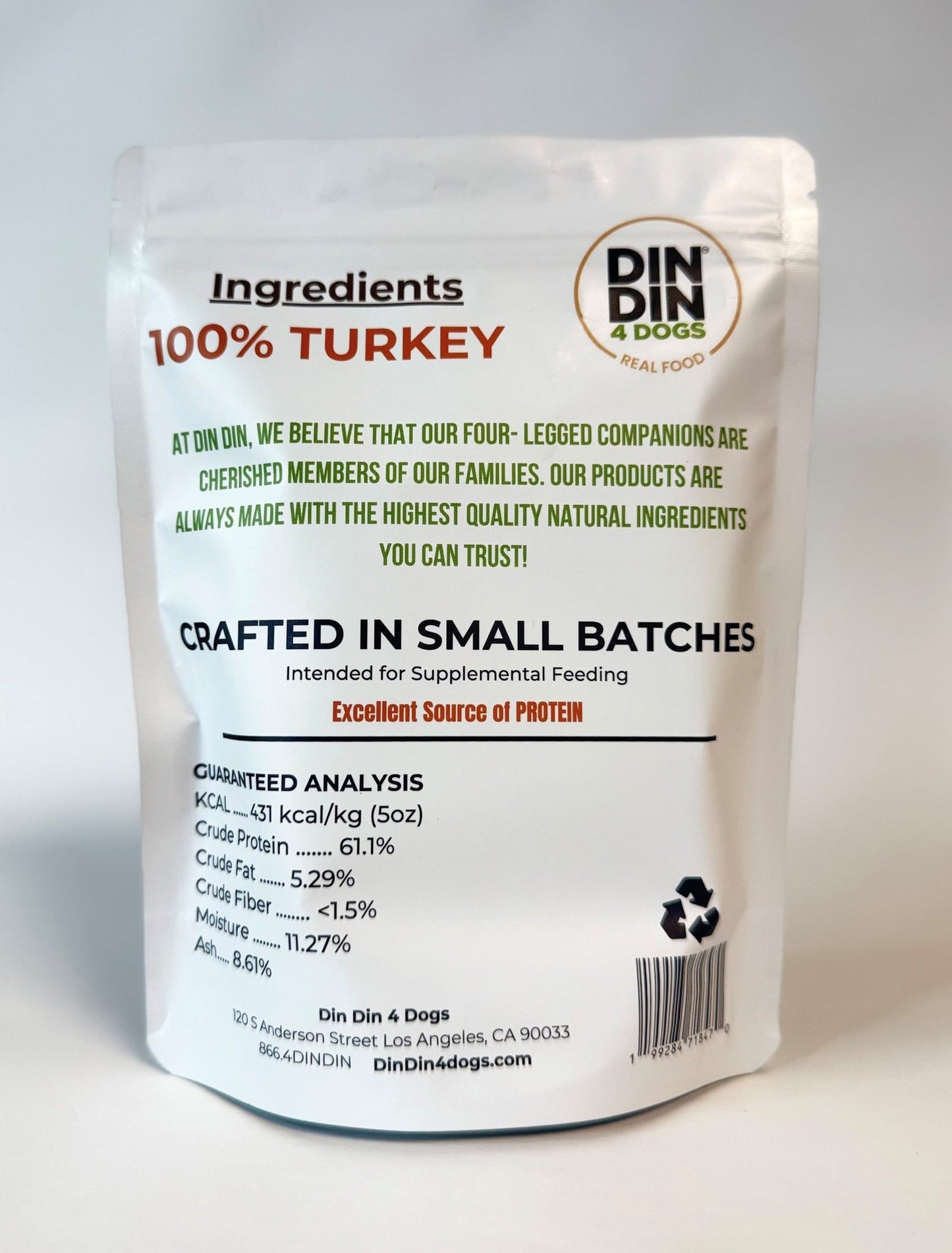 100% Turkey Dog Treats, 5 Ounce Bag, Single Ingredient, High Protein - One Stop Shop 4 Pets